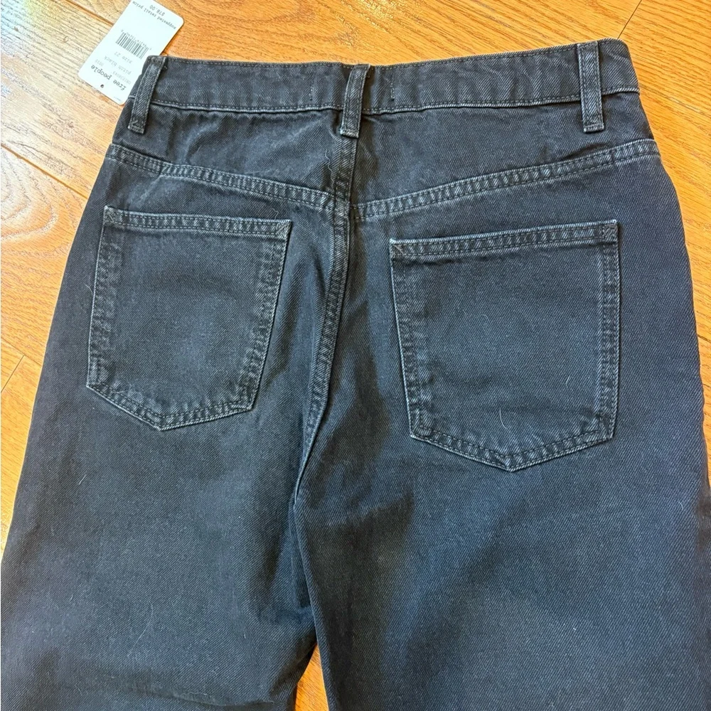 Free People We The Free Black Straight Leg Jeans Size 27 Raw Hem Minimalist NWT